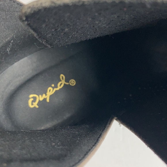 Qupid Mesh V Cut bootie faux leather closed pointy toe side cut 4” dark taupe - Picture 10 of 16